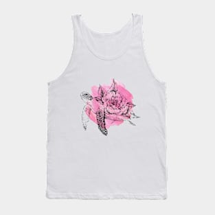 Turtle with peony Tank Top